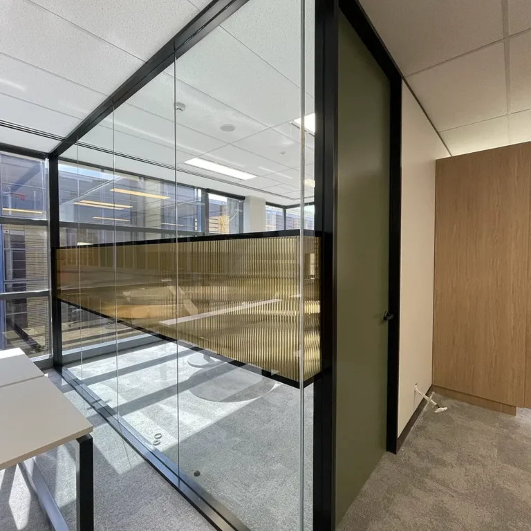 15mm bronze reeded decorative film installed on office glass
