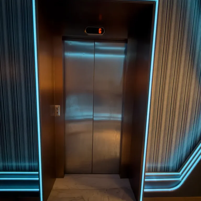Before architectural wrap installation on commercial elevator doors